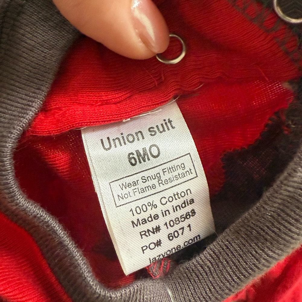 Red and Gray baby One Piece - Don't Wake the Bear - Picture 5 of 5